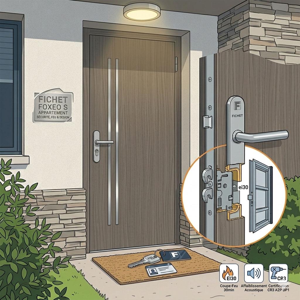 Porte blindée d'appartement Fichet Foxeo S : Sécurité certifiée A2P BP1, résistance au feu EI30 et design sur-mesure